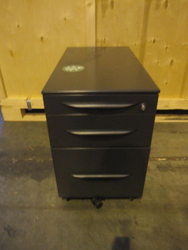 Black metal three drawer pedestal