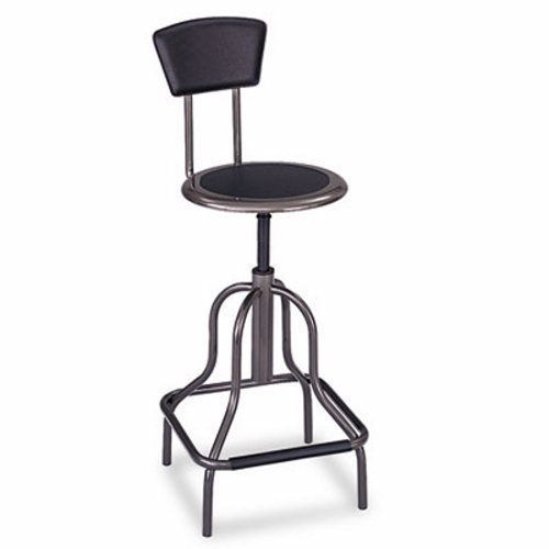 Safco Diesel Stool w/Back, High Base, Black Leather Seat/Back Pad (SAF6664)