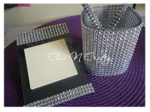 BRING ON THE BLING Faux Rhinestone Mesh Desk Organization Set~Dorm Accessory