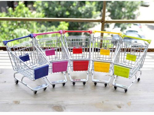 HPST Mini Supermarket Handcart Shopping Cart Desk Phone Holder Storage Organizer