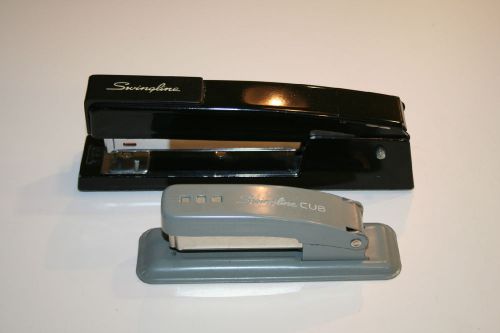 Lot of 2 Vintage SWINGLINE CUB and 747 stapler metal INDUSTRIAL AGE MID CENTURY