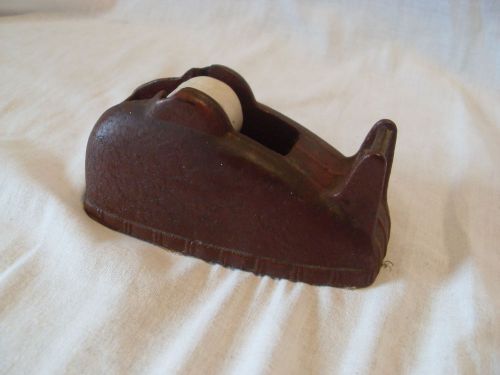 Vintage Metal Scotch Tape Dispenser Art Deco Brown Heavy Over 4 lbs