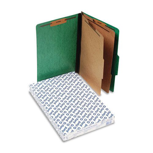 Pressguard Classification Folders, Legal, 2 Dividers/6 Section, Green, 10/Box