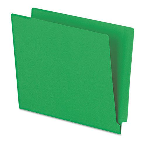 Reinforced End Tab Folders, Two Ply Tab, Letter, Green, 100/Box