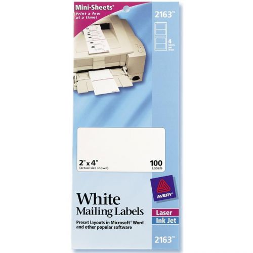 Avery Mini-sheet Label - 2&#034; Width X 4&#034; Length - 100 / Carton - Rectangle (2163)