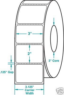 THERMAL TRANFER LABEL 3&#034;x2&#034;x6rolls 17,400Labels