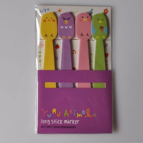 Cute Animals Long Sticky Notes Marker - 20 sheets x 4 designs - Cartoon Bird