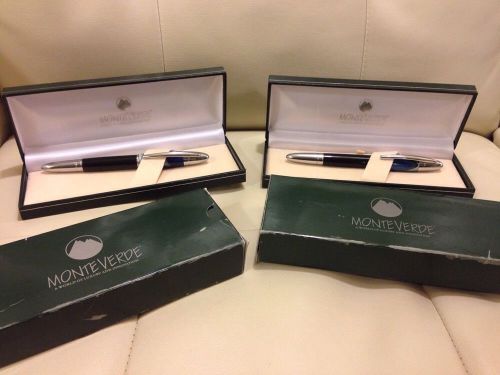 LOT OF TWO MONTE VERDE PALOMA BLUE CERAMIC TIP ROLLERBALL PEN MV41239 W/GIFT BOX