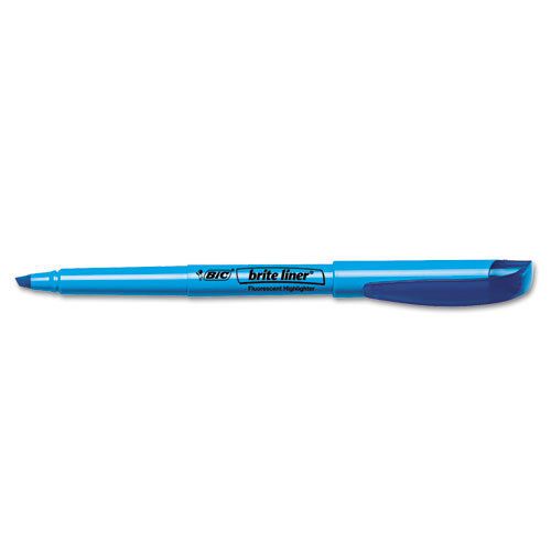 BIC Brite Liner Highlighter, Chisel Point, Blue Ink, Dozen, DZ - BICBL11BE