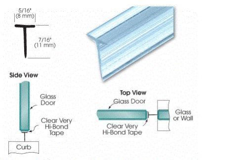 Crl translucent vinyl edge &#034;t&#034; wipe for 7/16&#034; maximum gap shower door seal for sale