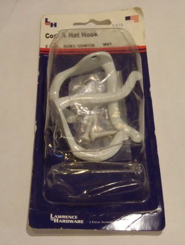 Lawrewnce Hardware 00283 CD4610S Set of 2 Coat &amp; Hat Hooks White Painted ~ NEW