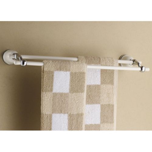 Modern 22 Inches White Double Towel Bar Solid Brass in Chrome Finished