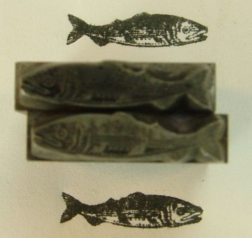 VINTAGE LETTERPRESS ALL-METAL PRINTING BLOCKS (2): CLASSICAL IMAGES OF CODFISH