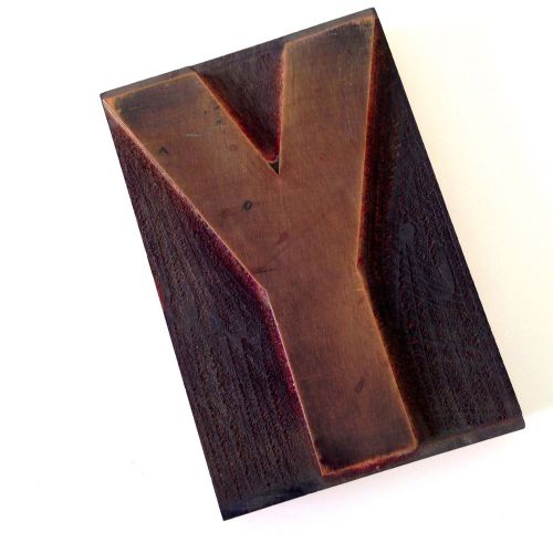 Letter Y Big 6&#034; Wood Letterpress Type Font Printer&#039;s Block Rare Size Initial