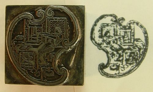 VINTAGE LETTERPRESS ALL-METAL PRINTING BLOCK:ART NOUVEAU EARLY PRINTING PRSSS