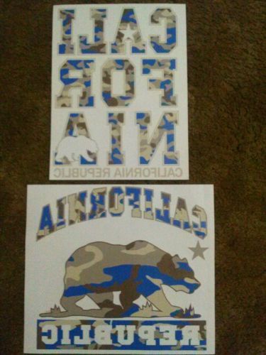 California 4 pack of heat press transfers only california blue camo design for sale