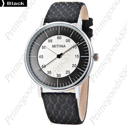 Snake Skin Scale Leather Scales Quartz Analog Wrist Wristwatch Women&#039;s Black