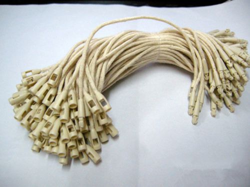 7.5&#034;100pcs Beige Hang Tag Cotton String Snap Lock Pin Loop Fastener Hook Ties