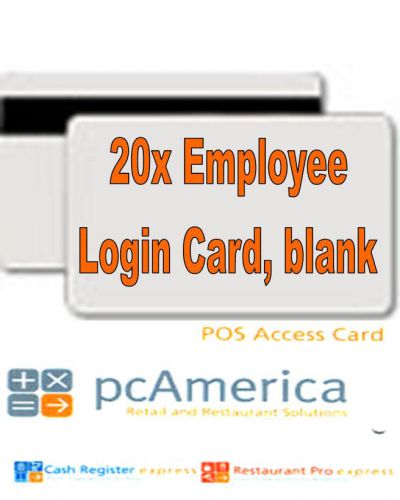 20x blank employee login cards for rpe / cre pcamerica point of sale pos: new for sale