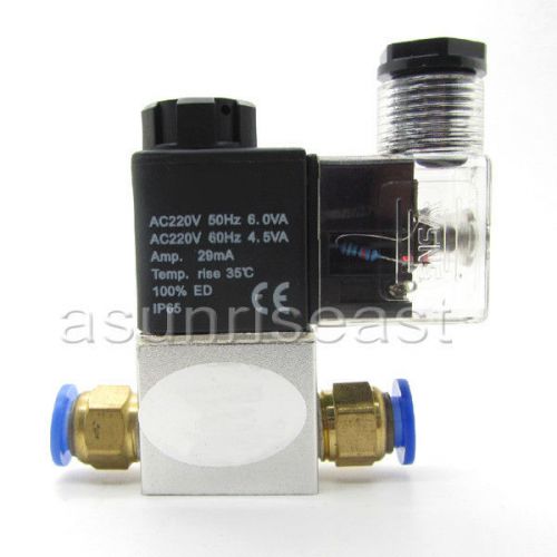 Pneumatic Air Solenoid Valve AC220V NC + 8mm Fittings 2 Way 2 Position 2V025-08