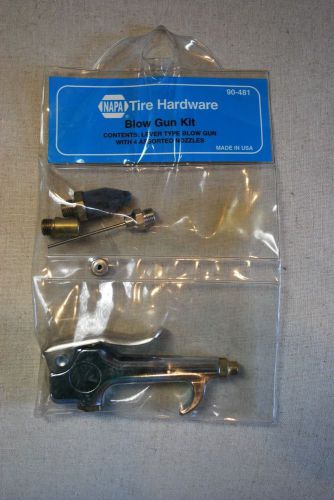 NAPA BLOW GUN KIT 4 PIECE ITEM 90-481 1/4&#034; LEVER TYPE BLOW GUN ASSORTED NOZZLES