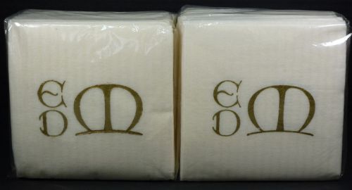 2 Packs White&#034;EDM” Monogram Bar Beverage Party Cocktail Paper Napkins 5” X 5”