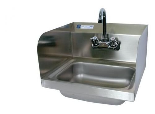 WALL MOUNT HAND SINK 17&#034; W/ Side Splashes W/ faucet