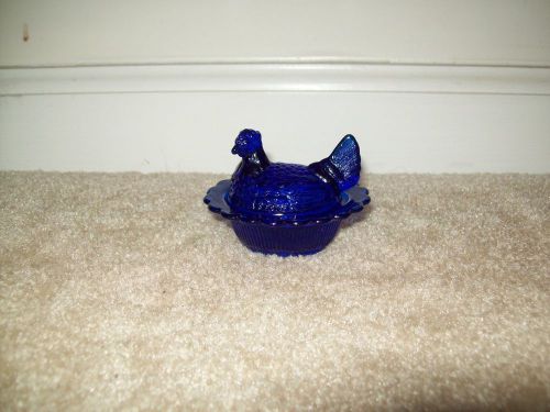 COBALT BLUE SALT HEN CHICKEN OR NEST BASKET DISH