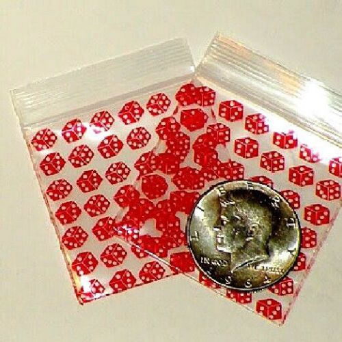 200 baggies lucky red dice  2 x 2&#034; apple mini ziplock bags 2020 for sale