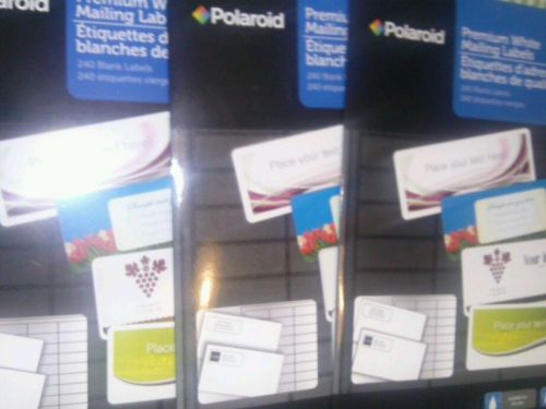 3 NEW POLAROID PREMIUM WHITE MAILING LABELS 720 LABELS TOTAL 178436-1403