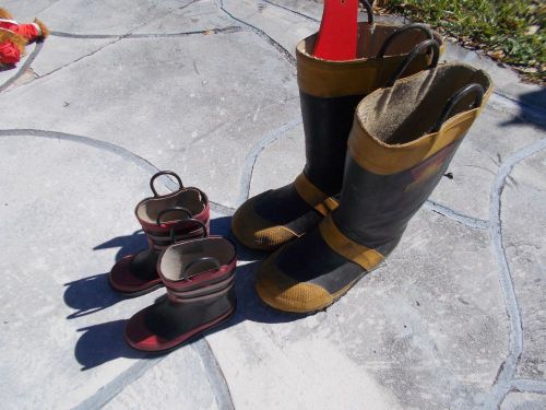 REAL FIREMAN&#039;S SERVUS FIREBREAKER BOOTS SIZE 9 CHILDS FIREMAN&#039;S BOOTS FOR JR.