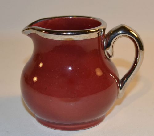 Sudlows Burslem England Cranberry and Gold Creamer