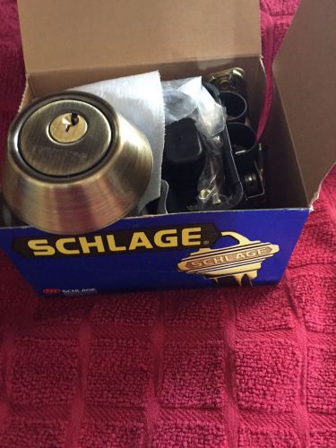 Schlage grade 2 maximum security 1&#034; dead bolt antique brass p515-086 for sale