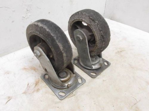 2 Good Heavy Duty Industrial 6&#034; Rubber Wheel Spin Swivel Casters