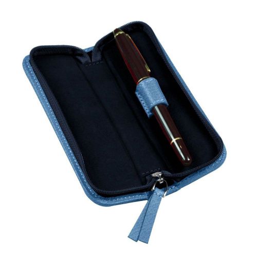 LUCRIN - Single-pen zip-up case - Granulated Cow Leather - Royal Blue