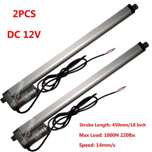 Set of 2PCS 18&#034; Stroke Linear Actuators 220lbs Heavy Duty DC 12Volt 14mm/s Speed