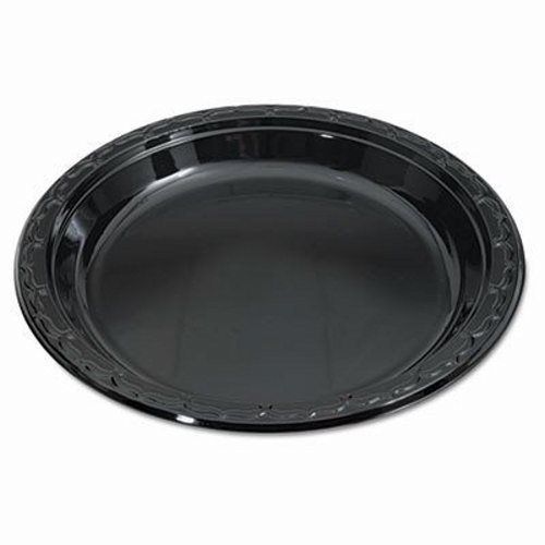 Genpak silhouette black plastic plates, 10 1/4 inches, round (gnpblk10) for sale