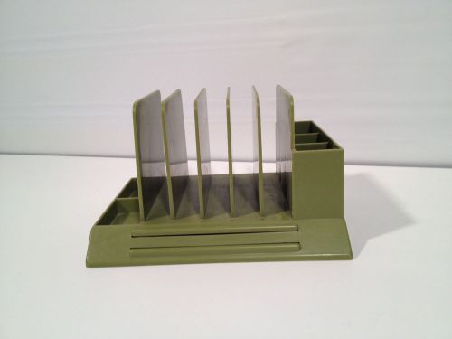 Vintage Mid Century Modern Max Klein Green Plastic Desk File Letter Organizer