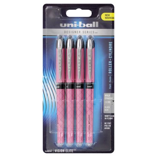 8 UNI-BALL DESIGNER PINK ROLLERBALL PENS BOLD POINT .8mm BLACK INK DEEP DISCOUNT