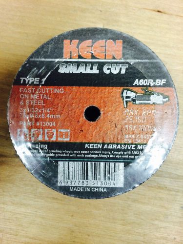 3&#034;x1/32x1/4&#034; METAL/STAINLESS CUT-OFF WHEEL A60RBF GRIT KEEN (KN16-13001-50)