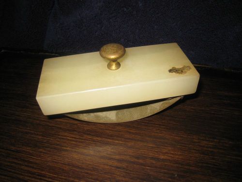 VINTAGE NEW DIAMOND WHITE ONYX MARBLE DESKTOP INK BLOTTER ROLLER PRESS