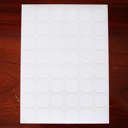 48 white code circle sticky labels 25 mm dot stickers, tags, blank self adhesive for sale