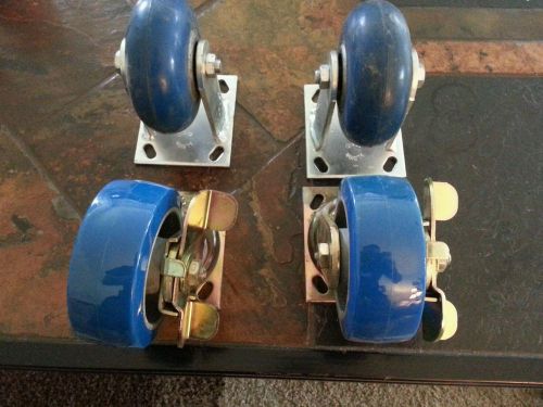 Albion 5 heavy duty caster set. 2 swivel 2 fixed. 4&#034;x4.5&#034; mounting plates