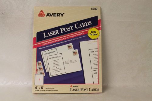 Avery Postcards for Laser Printers 4 x 6, 2 per Sheet, 100 cards, Template 5389