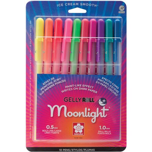 Sakura 38176 10-Piece Gelly Roll Assorted Colors Blister Card Moonlight 10 Bo...