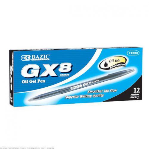 BAZIC GX 8 Black Oil Gel Ink Pen 12 Boxes of 12 17023-12