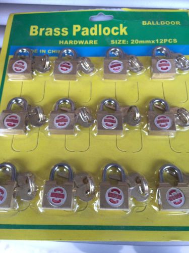 12-Brass-Padlocks-20mm-Keyed-Different