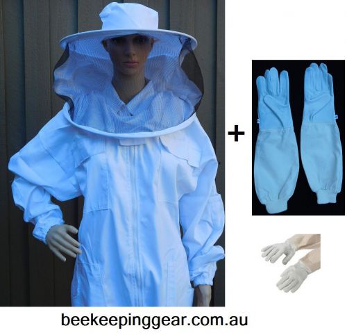 BEEKEEPING SUIT BEE SUIT ROUND HAT HEAVY DUTY &amp; COW HIDE BEEKEEPING GLOVES