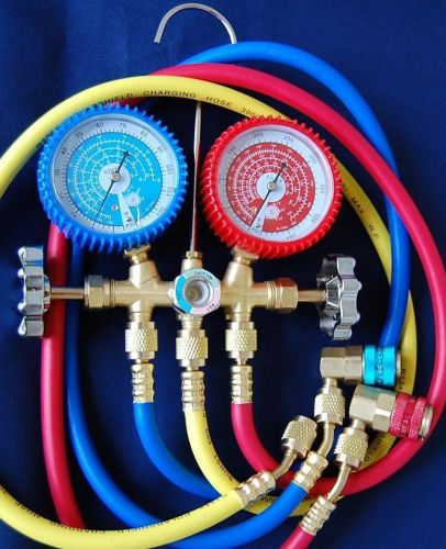 Manifold gauge+hose set r22 r134a+car ac quick snap-on coupler adapter hvac tool for sale