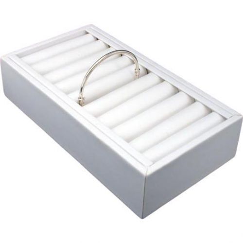 White Faux Leather 9 Bangle Bracelet Display Tray